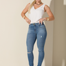 75 calca feminina jeans skinny destroyed