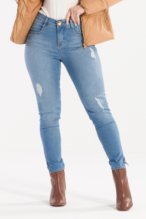07 calca feminina jeans cropped ziper na barra