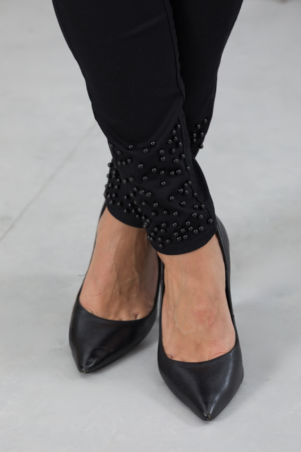 07 calca feminina sarja skinny perola negra nao desbota