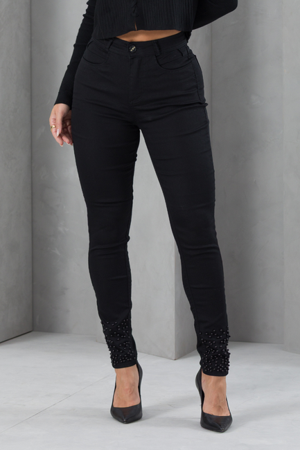 11 calca feminina sarja skinny perola negra nao desbota