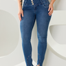 68 calca feminina jeans skinny barra desfiada