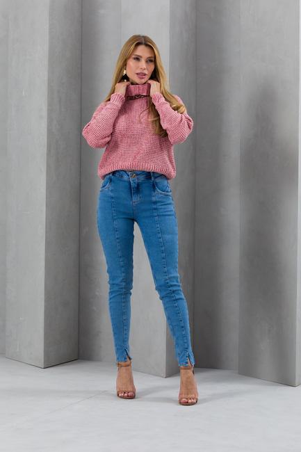 62 calca feminina jeans skinny pespontada