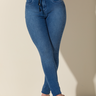 08 calca feminina jeans skinny cordao no cos