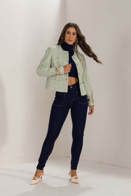 02 calca feminina jeans skinny bolso frontal