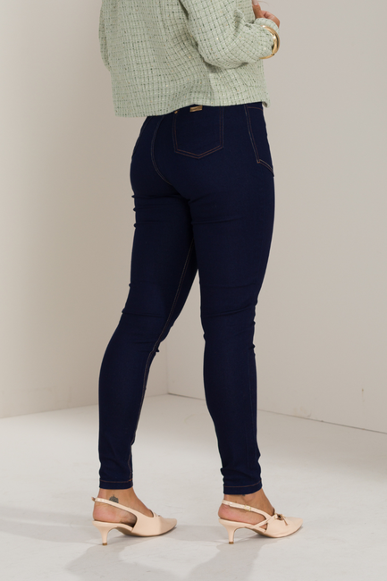 03 calca feminina jeans skinny bolso frontal