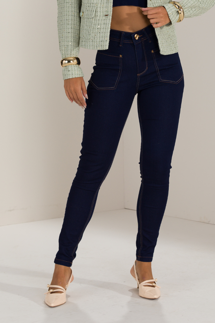 06 calca feminina jeans skinny bolso frontal