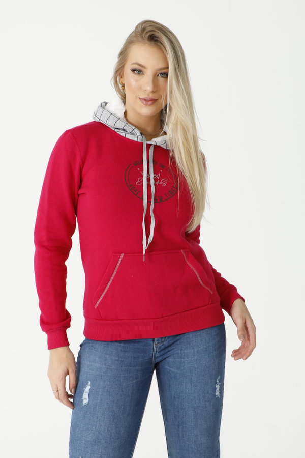 Moletom Feminino Capuz Quadriculado Moletom Feminino Capuz Quadriculado
