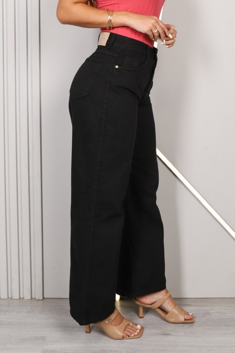 Cal&ccedil;a Feminina Jeans Wide Leg Tex Denim Imagem 4