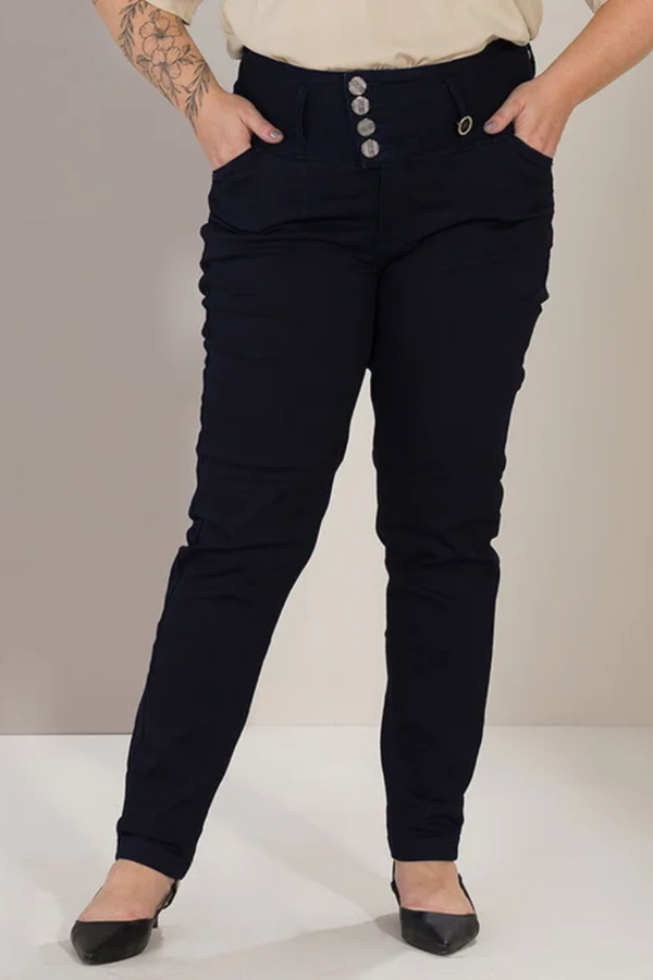 Calça Feminina Jeans Plus Size Chapa Barriga 