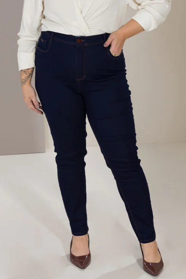 Calça Feminina Jeans Escura Plus Size
