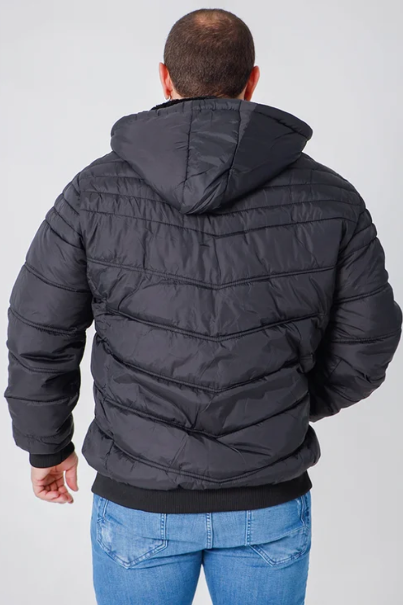 Jaqueta Masculina Nylon Plus Size Barra Alongada (Preto)