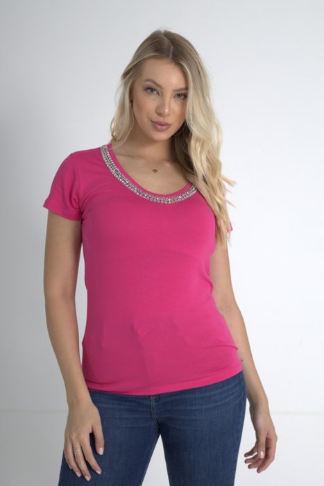 14 camiseta t shirt feminina gola v bordada