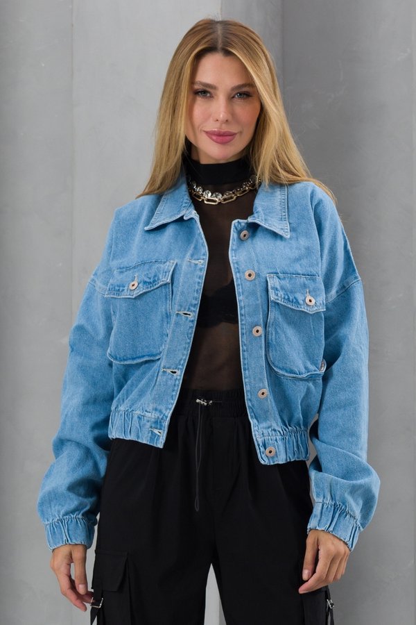 ジャケット・アウター no mass prod Cropped denim flight jacket 19-jaqueta-feminina-cropped-