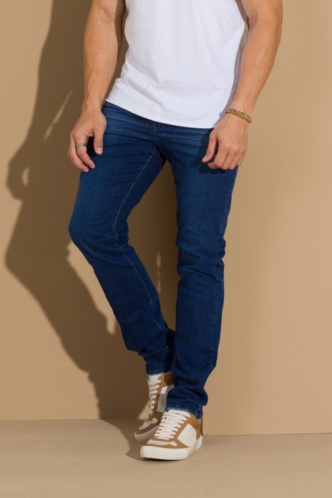 03 calca masculina jeans slim tradicional confort