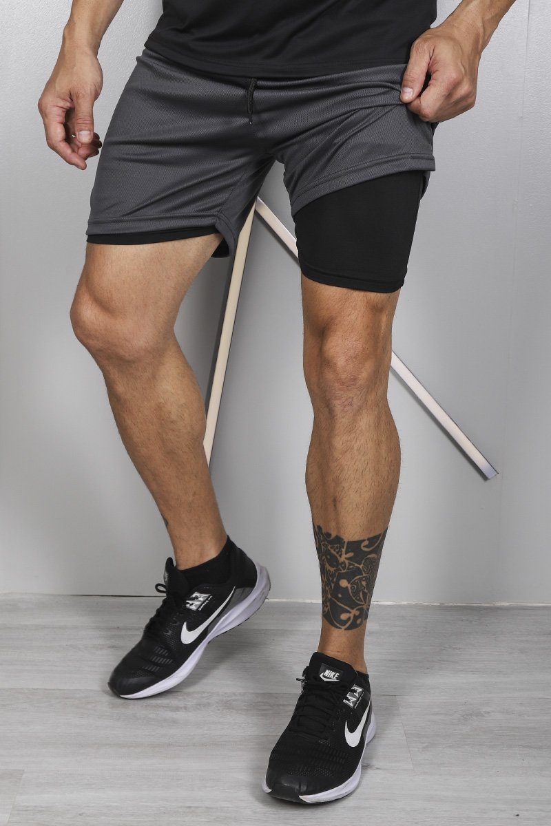 Shorts Masculino Nylon Compressão Academia (Grafite)