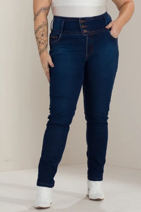 Calça Feminina Jeans Plus Size Efeito Lifting