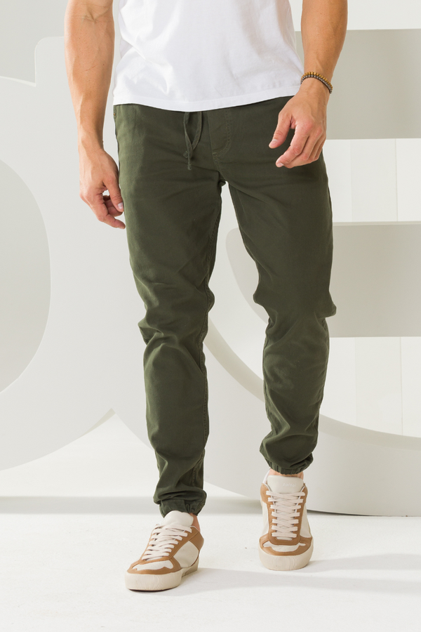 Calça Masculina Sarja Jogger Cós Elástico