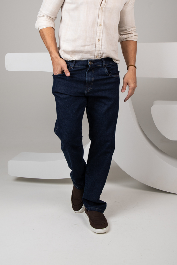Calça Masculina Tradicional Escura Calibre