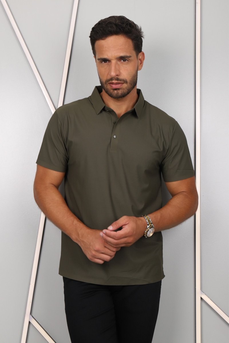 Camisa Polo Masculina Dry Fit Tech Costura Laser (Verde Militar)
