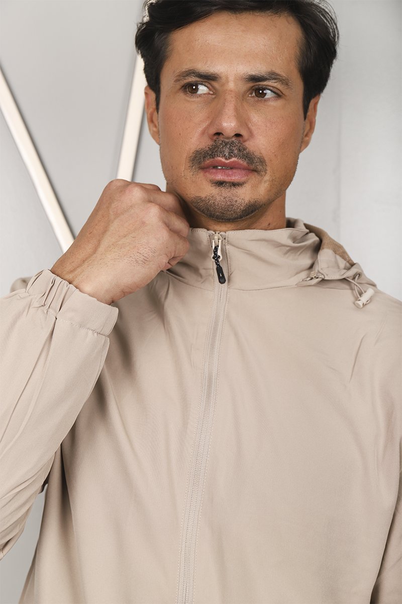 Jaqueta masculina caqui acabamento premium