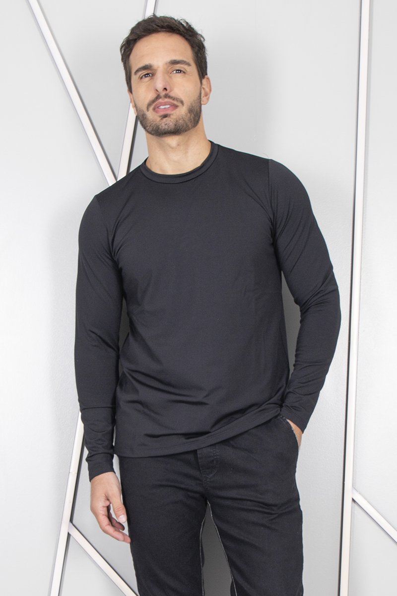 Blusa masculina t&eacute;rmica preta