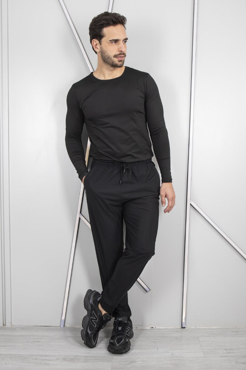 Cal&ccedil;a masculina bolsos z&iacute;per preto